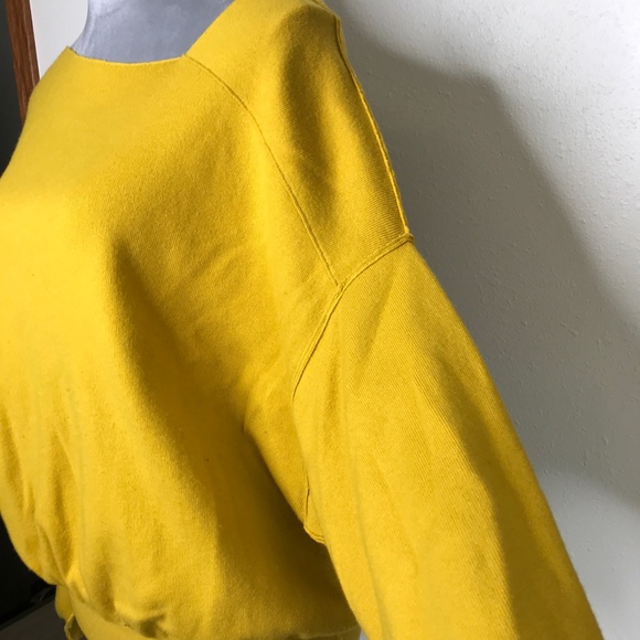Free People Cashmere Sweater Size Small Mustard Yellow Draped Oversized Soft S - Picture 11 of 13